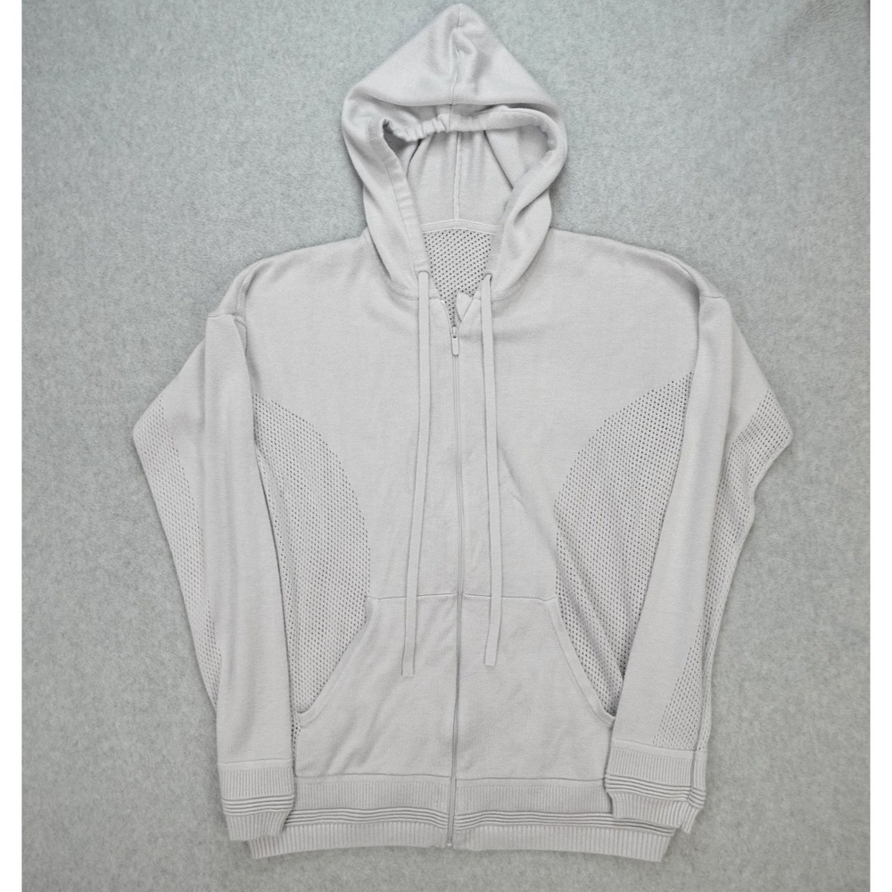Lululemon Sweater Womens 6/8 Light Gray Hoodie Crochet Lace Active Athleisure